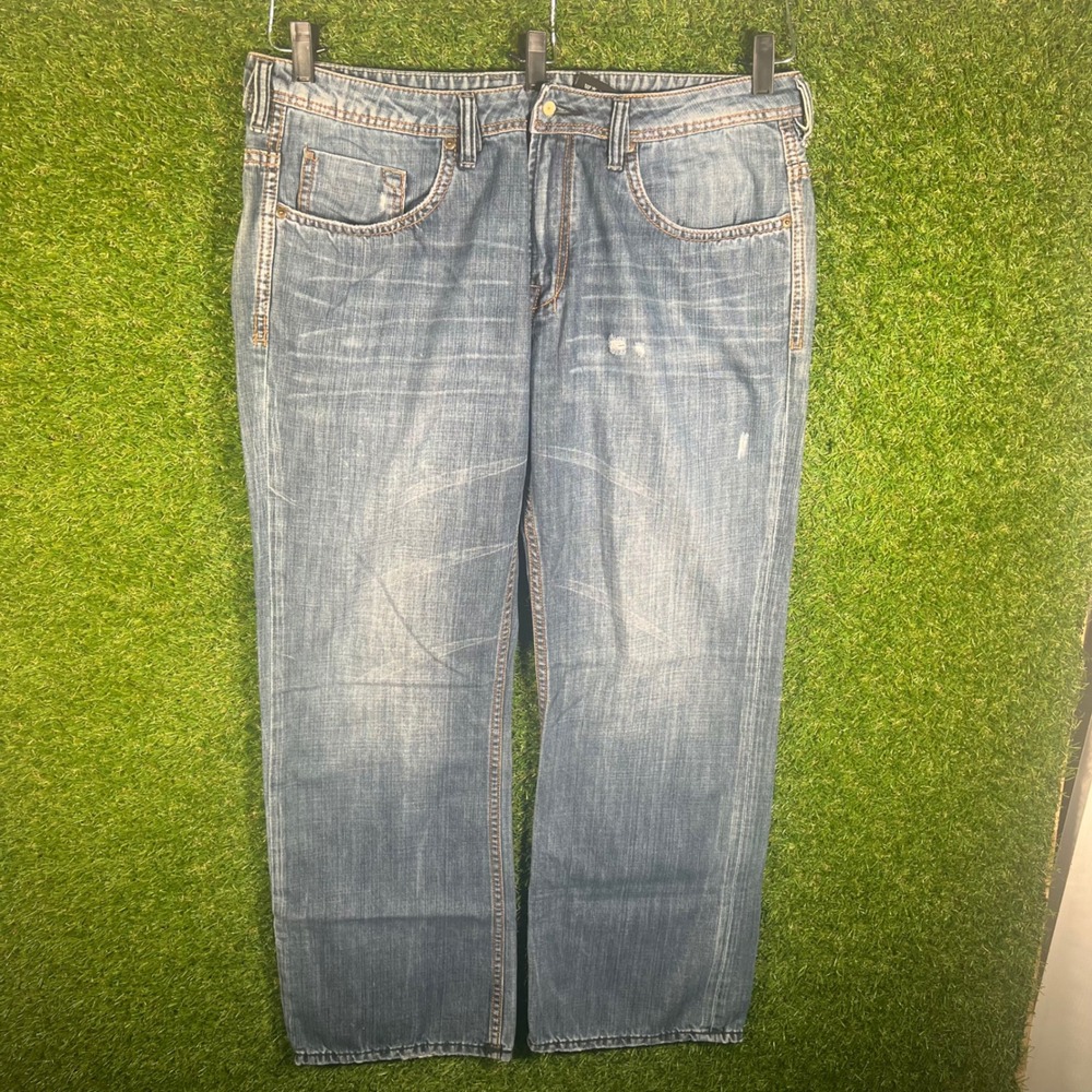 Buffalo David Bitton Relaxed Straight Leg Jeans Blue Denim Mens 38x31